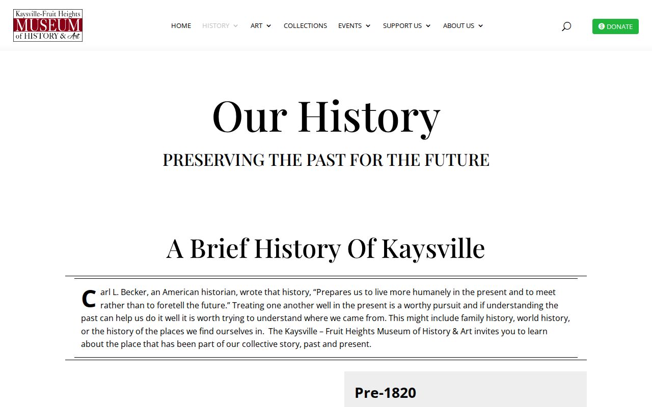 Kaysville city directory Kaysville-Fruit Heights Museum history