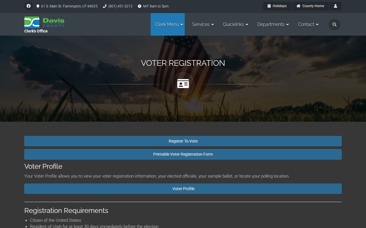 Kaysville residents directory Davis County voter registration information