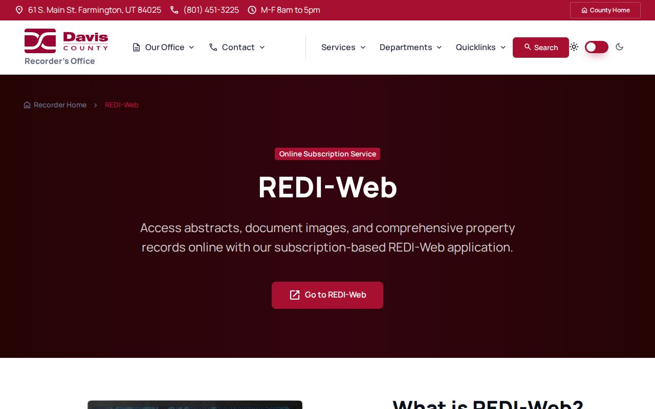 Kaysville street directory Davis Recorder REDI-Web deed access